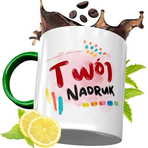 Spersonalizowany zielony kubek  z Twoim własnym nadrukiem, zdjęciem, logo!  