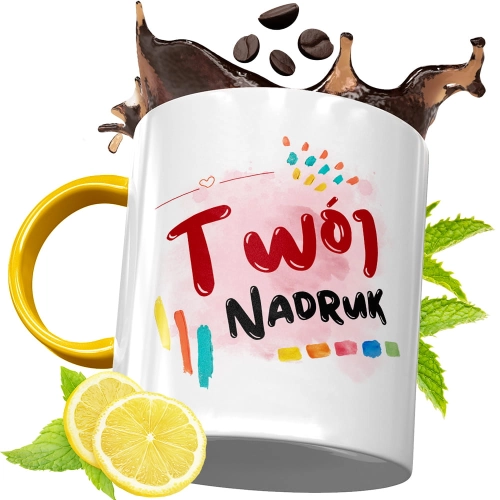 Spersonalizowany żółty kubek  z Twoim własnym nadrukiem, zdjęciem, logo!  