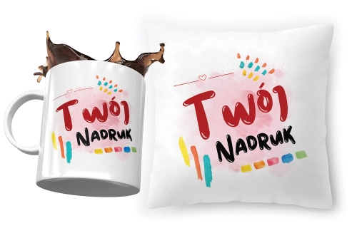Spersonalizowany zestaw kubek + poduszka  z Twoim własnym nadrukiem, zdjęciem, logo!  