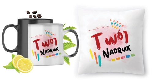 Spersonalizowany zestaw magiczny kubek + poduszka z Twoim własnym nadrukiem, zdjęciem, logo! 