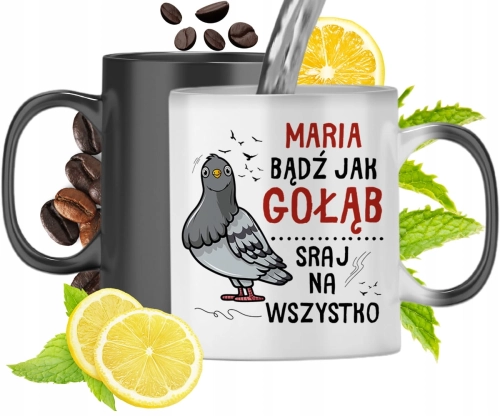 Kubek Magiczny Dla Marii Czarny Matowy z Nadrukiem ze Zdjęciem 330ml