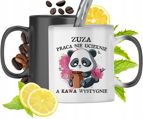 Kubek Magiczny Dla Zuzy Czarny Matowy z Nadrukiem ze Zdjęciem 330ml