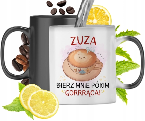 Kubek Magiczny Dla Zuzy Czarny Matowy z Nadrukiem ze Zdjęciem 330ml