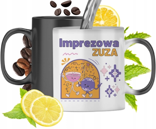 Kubek Magiczny Dla Zuzy Czarny Matowy z Nadrukiem ze Zdjęciem 330ml