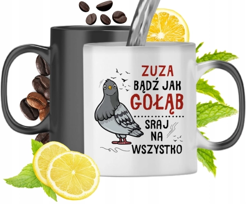 Kubek Magiczny Dla Zuzy Czarny Matowy z Nadrukiem ze Zdjęciem 330ml