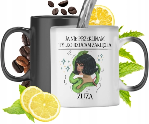 Kubek Magiczny Dla Zuzy Czarny Matowy z Nadrukiem ze Zdjęciem 330ml
