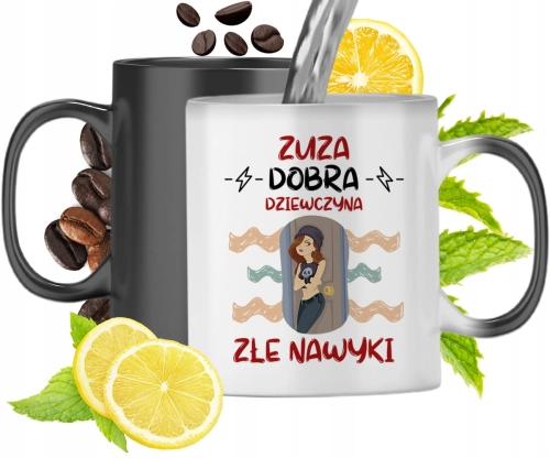 Kubek Magiczny Dla Zuzy Czarny Matowy z Nadrukiem ze Zdjęciem 330ml
