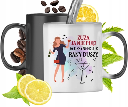 Kubek Magiczny Dla Zuzy Czarny Matowy z Nadrukiem ze Zdjęciem 330ml