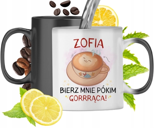 Kubek Magiczny Dla Zofii Czarny Matowy z Nadrukiem ze Zdjęciem 330ml