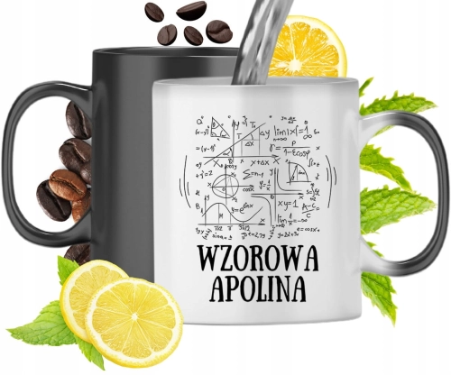 Kubek Magiczny Dla Apoliny Czarny Matowy z Nadrukiem ze Zdjęciem 330ml