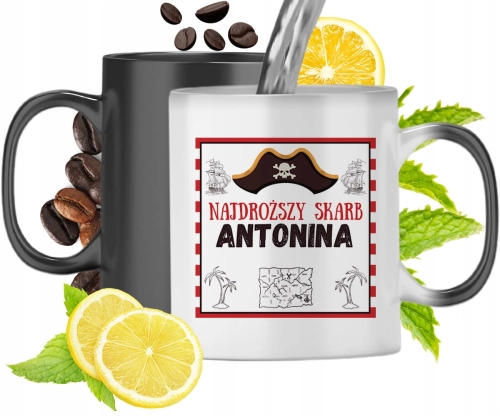 Kubek Magiczny Dla Antoniny Czarny Matowy z Nadrukiem ze Zdjęciem 330ml