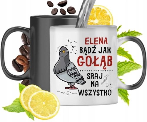 Kubek Magiczny Dla Eleny Czarny Matowy z Nadrukiem ze Zdjęciem 330ml