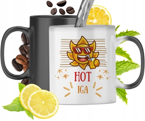 Kubek Magiczny Dla Igi Czarny Matowy z Nadrukiem ze Zdjęciem 330ml
