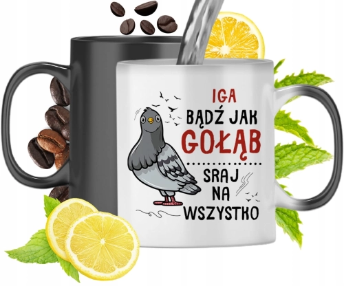 Kubek Magiczny Dla Igi Czarny Matowy z Nadrukiem ze Zdjęciem 330ml