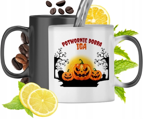 Kubek Magiczny Dla Igi Czarny Matowy z Nadrukiem ze Zdjęciem 330ml