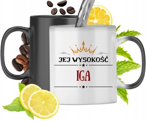 Kubek Magiczny Dla Igi Czarny Matowy z Nadrukiem ze Zdjęciem 330ml