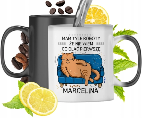 Kubek Magiczny Dla Marceliny Czarny Matowy z Nadrukiem ze Zdjęciem 330ml