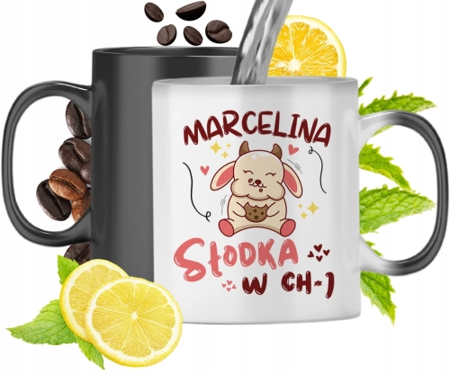 Kubek Magiczny Dla Marceliny Czarny Matowy z Nadrukiem ze Zdjęciem 330ml
