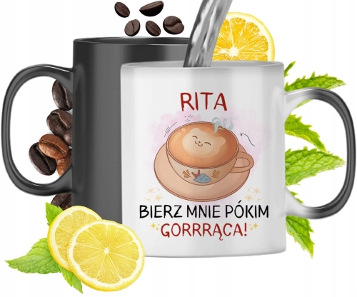 Kubek Magiczny Dla Rity Czarny Matowy z Nadrukiem ze Zdjęciem 330ml