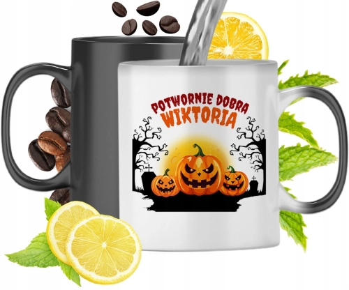 Kubek Magiczny Dla Wiktorii Czarny Matowy z Nadrukiem ze Zdjęciem 330ml