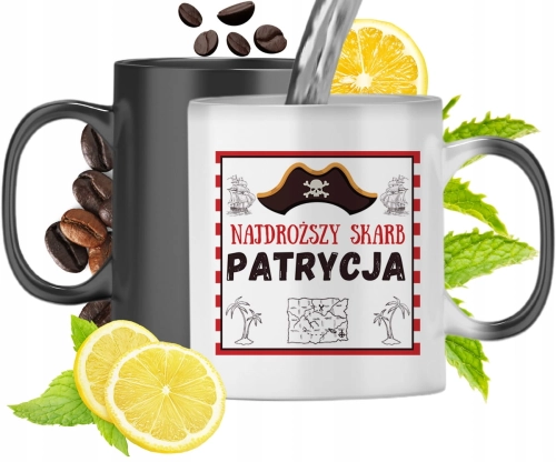 Kubek Magiczny Dla Patrycji Czarny Matowy z Nadrukiem ze Zdjęciem 330ml