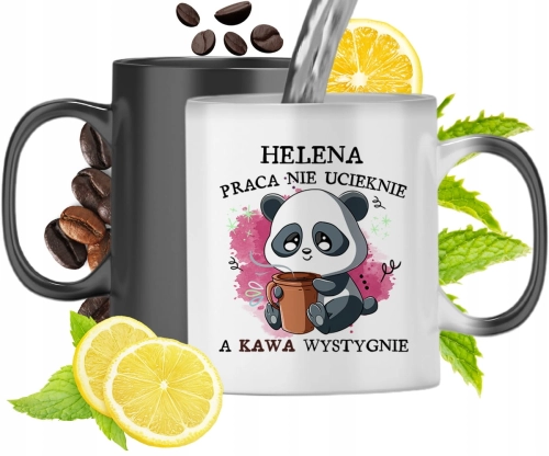Kubek Magiczny Dla Heleny Czarny Matowy z Nadrukiem ze Zdjęciem 330ml