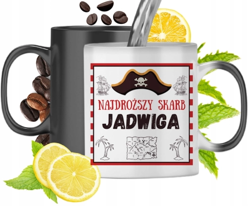 Kubek Magiczny Dla Jadwigi Czarny Matowy z Nadrukiem ze Zdjęciem 330ml