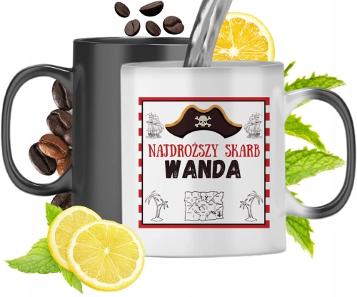 Kubek Magiczny Dla Wandy Czarny Matowy z Nadrukiem ze Zdjęciem 330ml