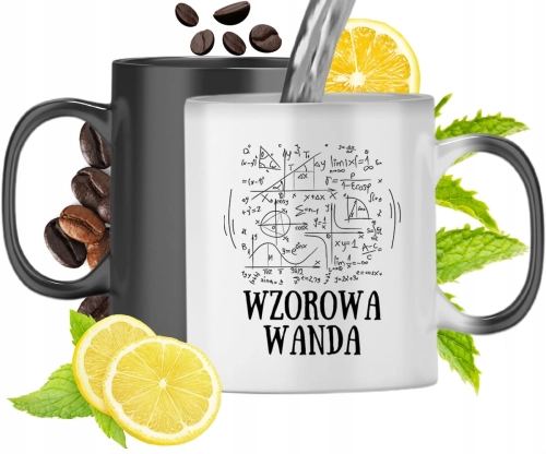 Kubek Magiczny Dla Wandy Czarny Matowy z Nadrukiem ze Zdjęciem 330ml