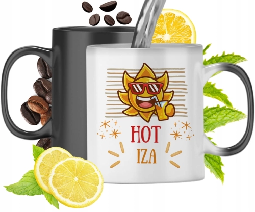 Kubek Magiczny Dla Iza Czarny Matowy z Nadrukiem ze Zdjęciem 330ml