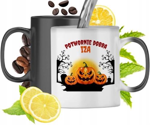 Kubek Magiczny Dla Iza Czarny Matowy z Nadrukiem ze Zdjęciem 330ml