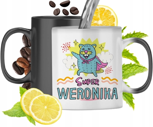 Kubek Magiczny Dla Weroniki Czarny Matowy z Nadrukiem ze Zdjęciem 330ml
