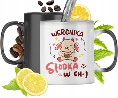 Kubek Magiczny Dla Weroniki Czarny Matowy z Nadrukiem ze Zdjęciem 330ml