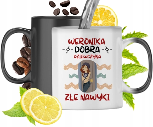 Kubek Magiczny Dla Weroniki Czarny Matowy z Nadrukiem ze Zdjęciem 330ml