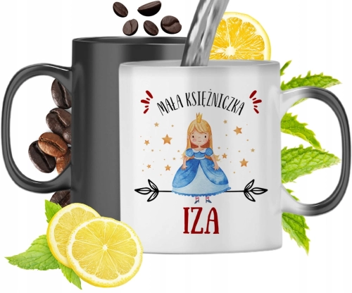 Kubek Magiczny Dla Izy Czarny Matowy z Nadrukiem ze Zdjęciem 330ml