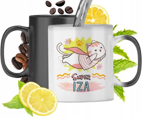Kubek Magiczny Dla Izy Czarny Matowy z Nadrukiem ze Zdjęciem 330ml