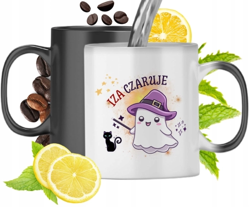 Kubek Magiczny Dla Izy Czarny Matowy z Nadrukiem ze Zdjęciem 330ml