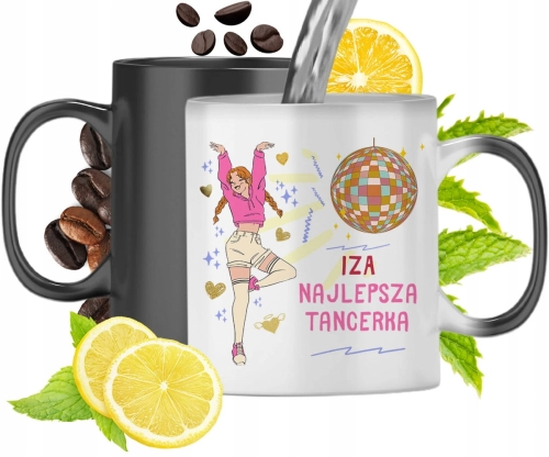 Kubek Magiczny Dla Izy Czarny Matowy z Nadrukiem ze Zdjęciem 330ml