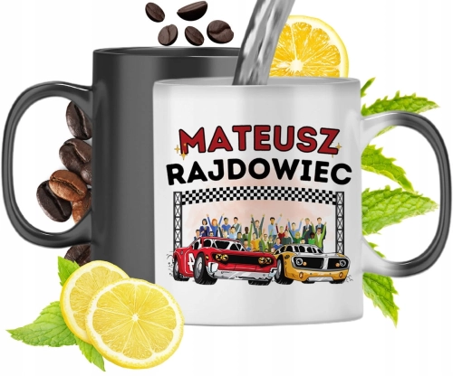 Kubek Magiczny Dla Mateusza Czarny Matowy z Nadrukiem ze Zdjęciem 330ml