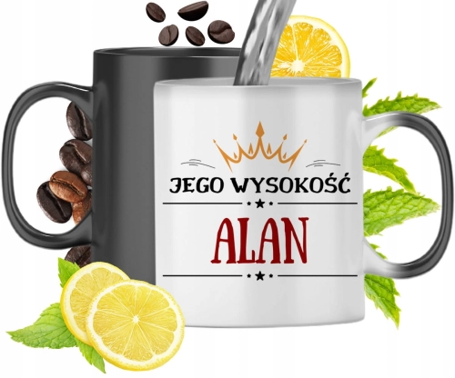 Kubek Magiczny Dla Alana Czarny Matowy z Nadrukiem ze Zdjęciem 330ml
