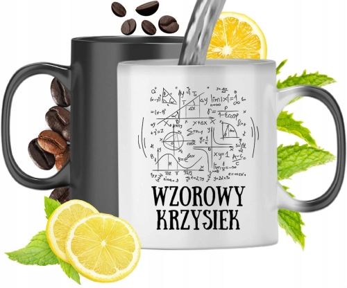 Kubek Magiczny Dla Krzyśka Czarny Matowy z Nadrukiem ze Zdjęciem 330ml