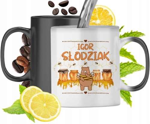 Kubek Magiczny Dla Igora Czarny Matowy z Nadrukiem ze Zdjęciem 330ml