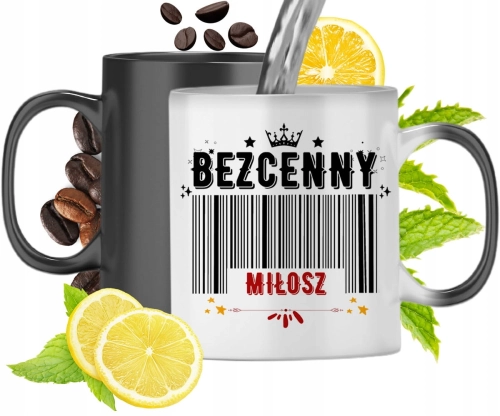 Kubek Magiczny Dla Miłosza Czarny Matowy z Nadrukiem ze Zdjęciem 330ml