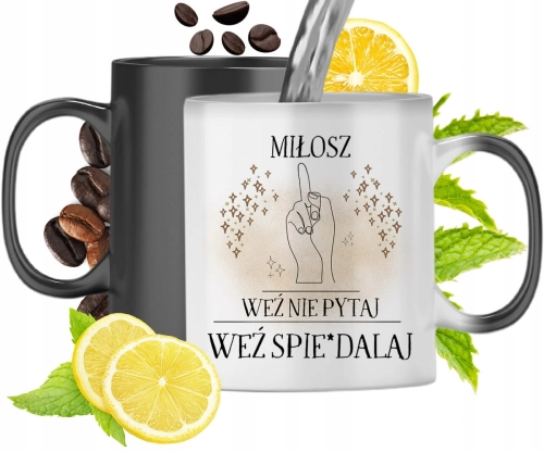Kubek Magiczny Dla Miłosza Czarny Matowy z Nadrukiem ze Zdjęciem 330ml