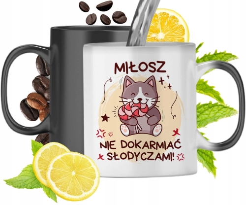 Kubek Magiczny Dla Miłosza Czarny Matowy z Nadrukiem ze Zdjęciem 330ml