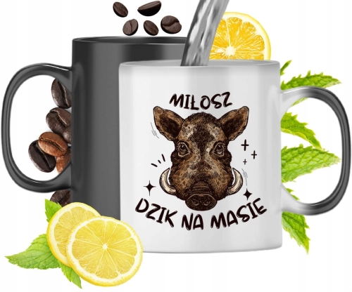 Kubek Magiczny Dla Miłosza Czarny Matowy z Nadrukiem ze Zdjęciem 330ml