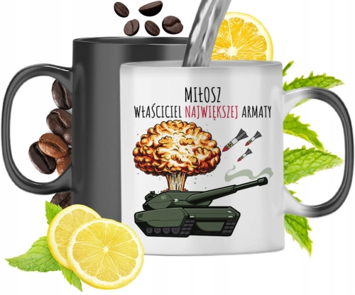 Kubek Magiczny Dla Miłosza Czarny Matowy z Nadrukiem ze Zdjęciem 330ml