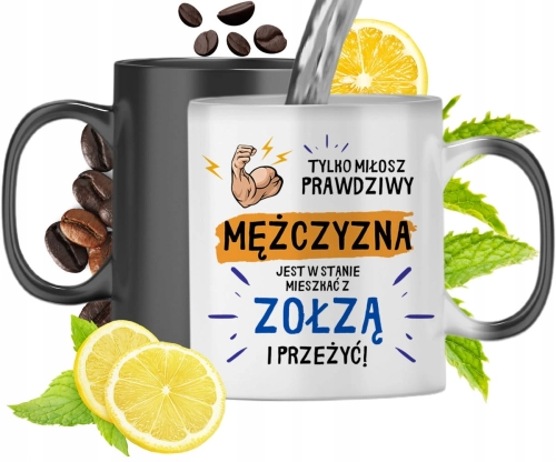 Kubek Magiczny Dla Miłosza Czarny Matowy z Nadrukiem ze Zdjęciem 330ml