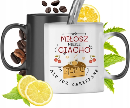 Kubek Magiczny Dla Miłosza Czarny Matowy z Nadrukiem ze Zdjęciem 330ml