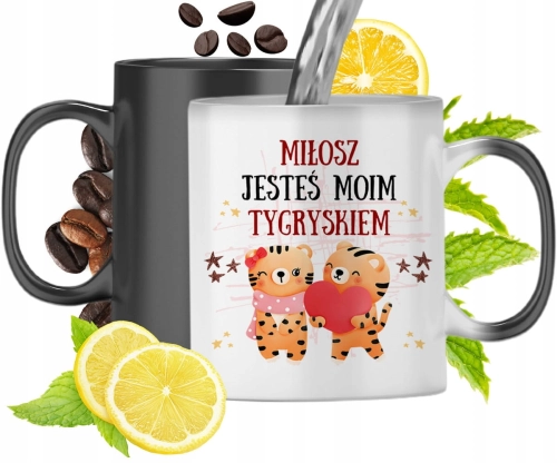 Kubek Magiczny Dla Miłosza Czarny Matowy z Nadrukiem ze Zdjęciem 330ml